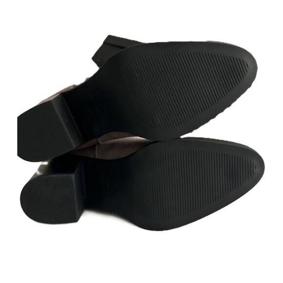 NWOB Mia Pewter Leather Suede Short Boots Zipper Stacked Heel-8M - Picture 9 of 13